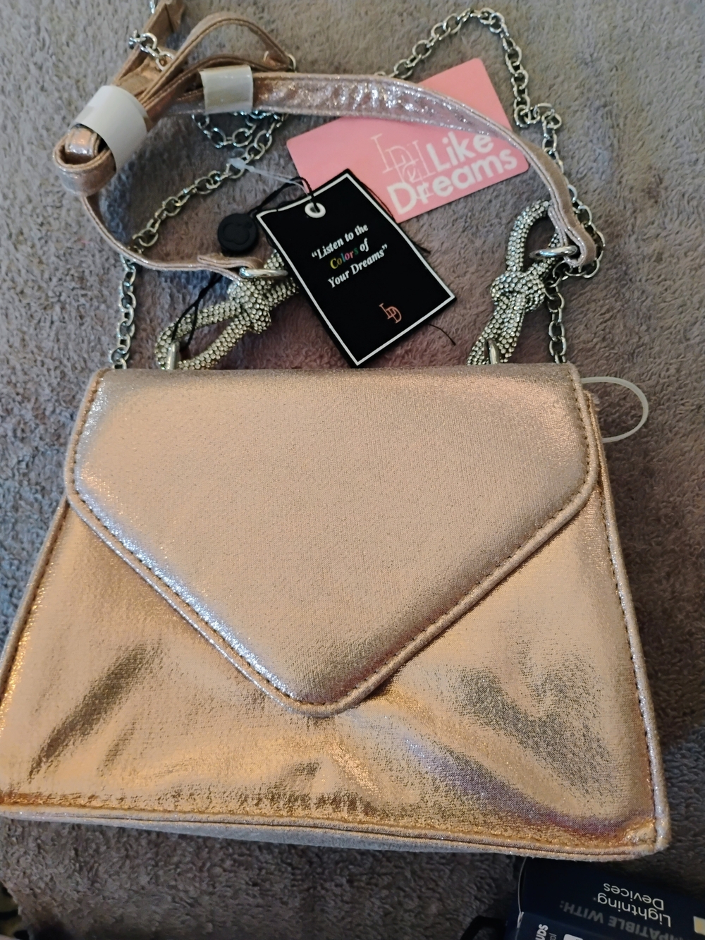 Metallic Rose Gold Crossbody Bag